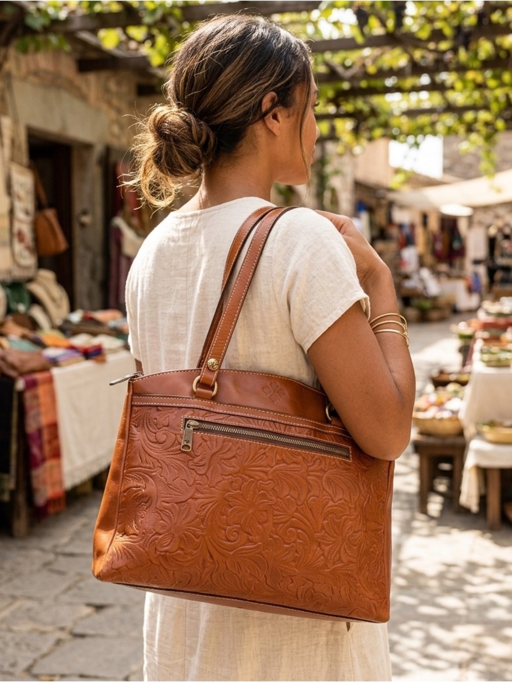 NEW Patricia Nash Brown leather Poppy tote Florence